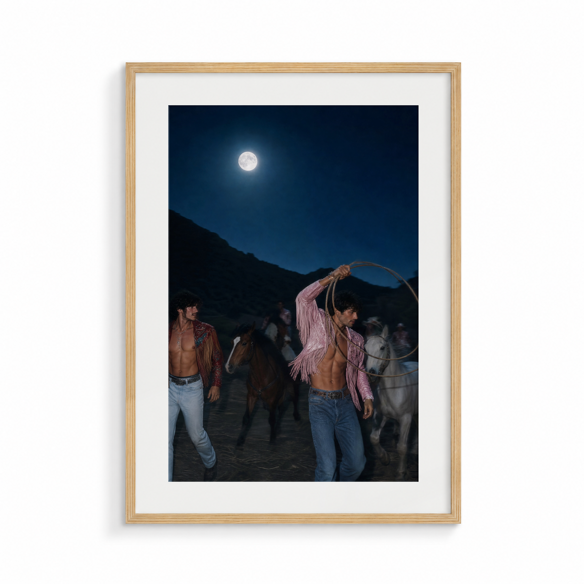 The Summons, a Lunar Lasso fine art print, in a wood frame
