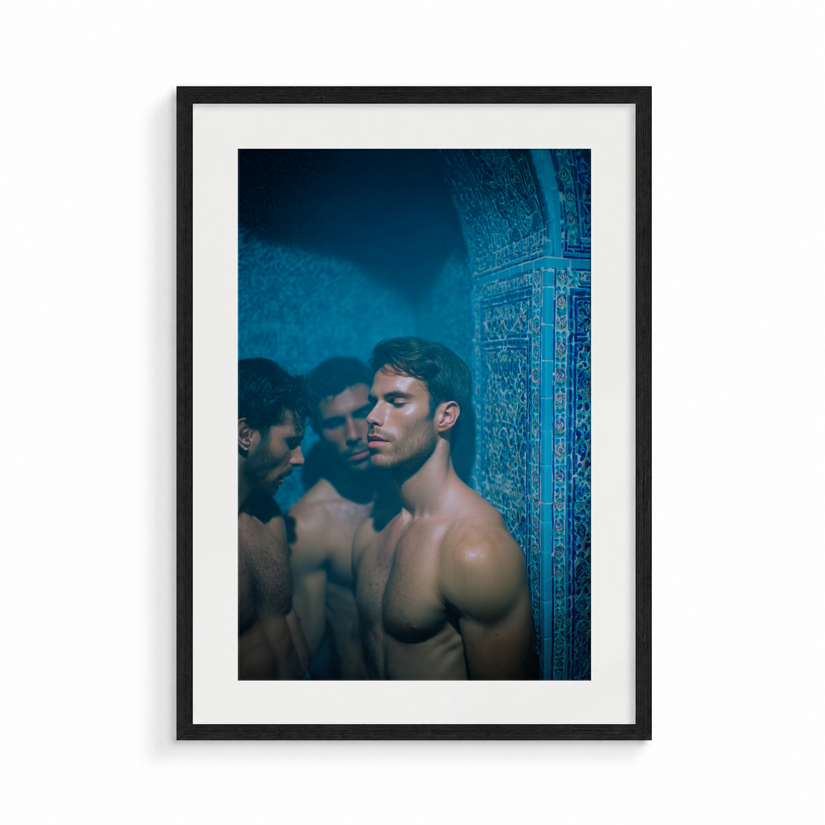 The Contemplation, a Midnight Hammam fine art print, in a black frame