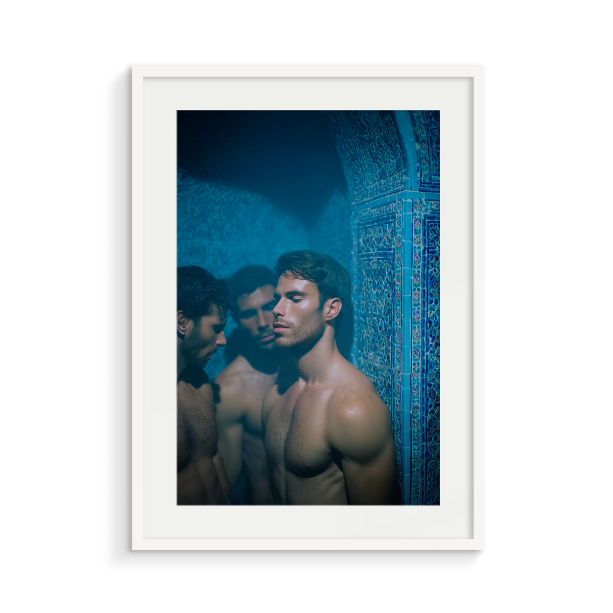 The Contemplation, a Midnight Hammam fine art print, in a white frame