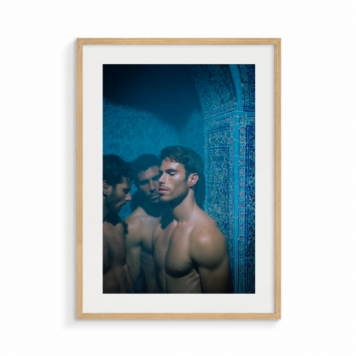 The Contemplation, a Midnight Hammam fine art print, in a wood frame