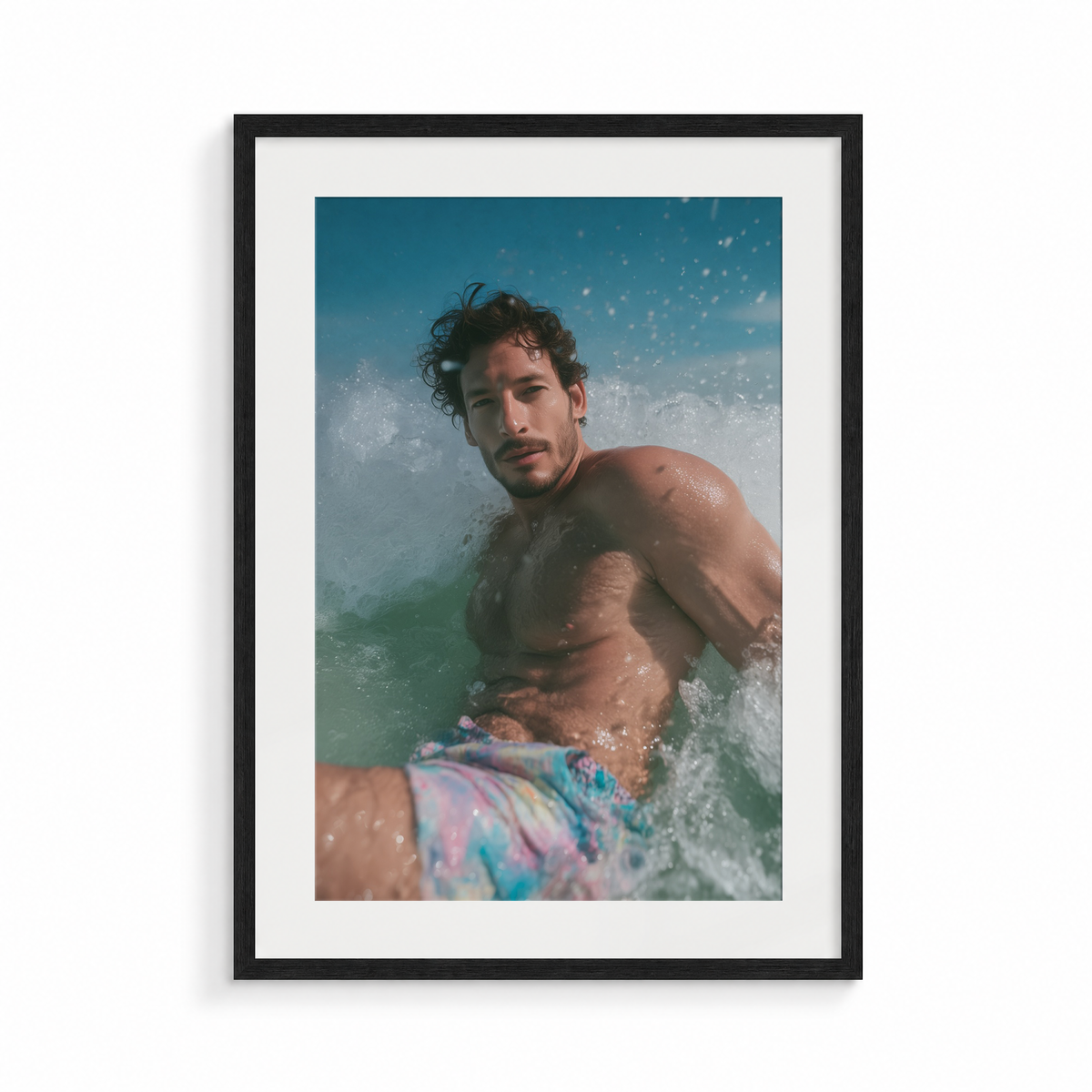 The Break, a Siren & Surfer fine art print, in a black frame