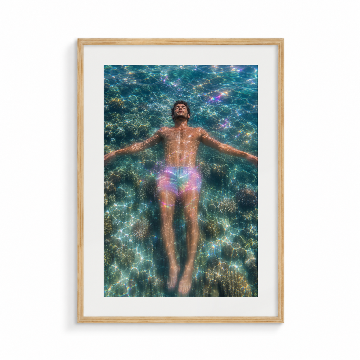 The Fathom, a Siren & Surfer fine art print, in a wood frame