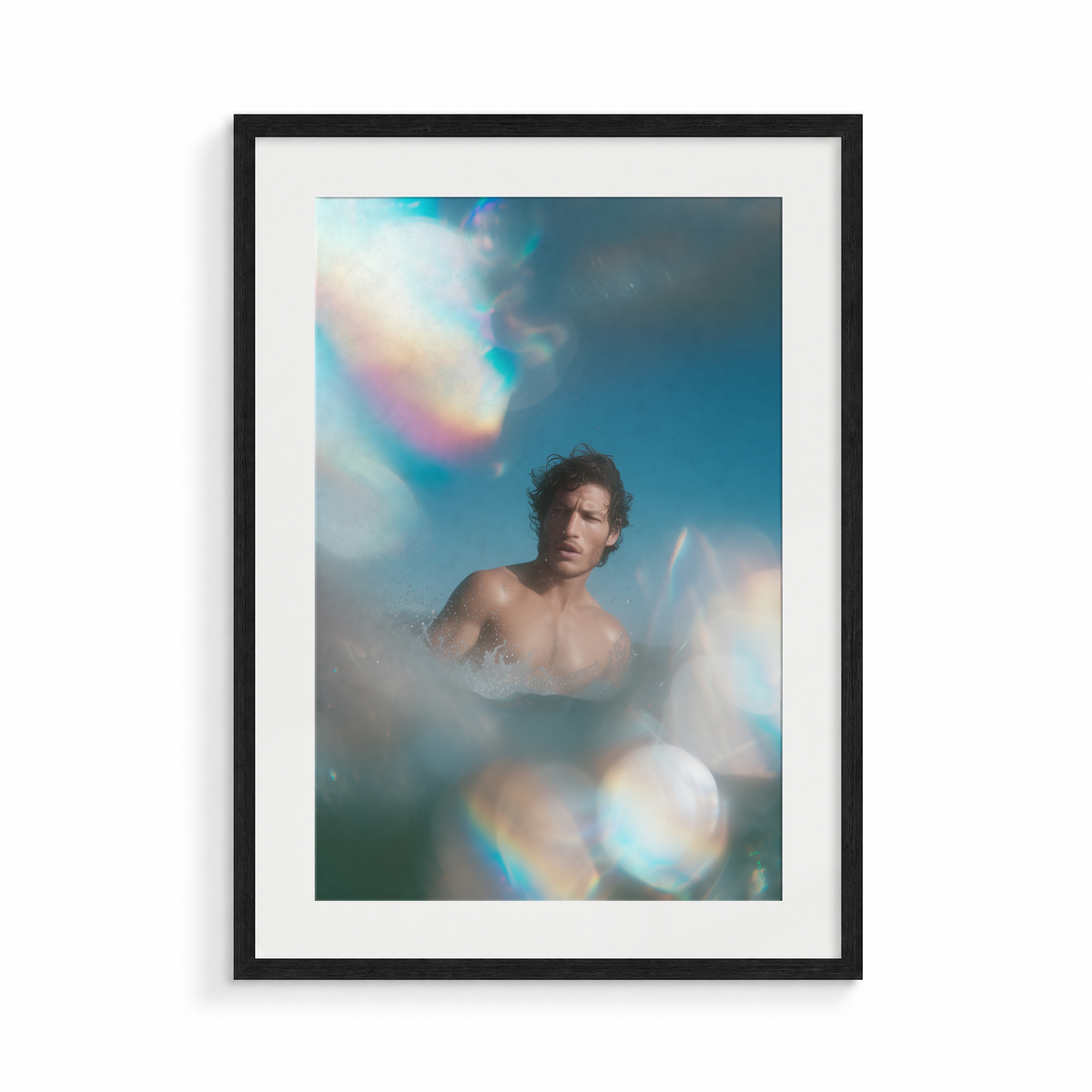 The Lure, a Siren & Surfer fine art print, in a black frame