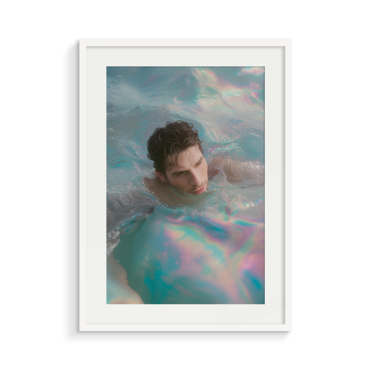 The Siren, a Siren & Surfer fine art print, in a white frame