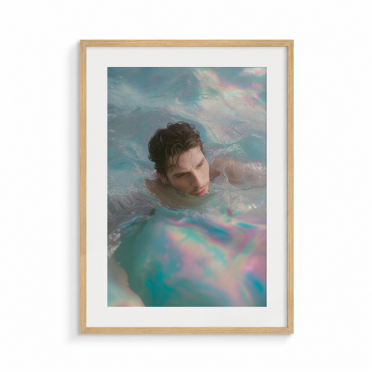 The Siren, a Siren & Surfer fine art print, in a wood frame