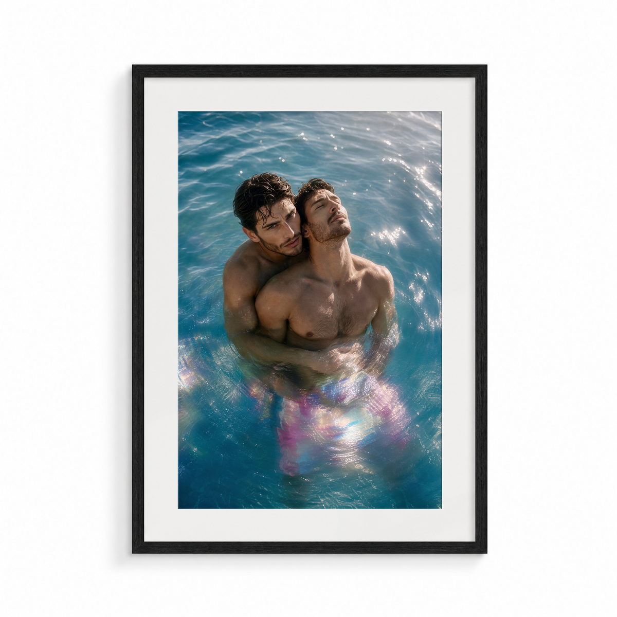 The Surface, a Siren & Surfer fine art print, in a black frame