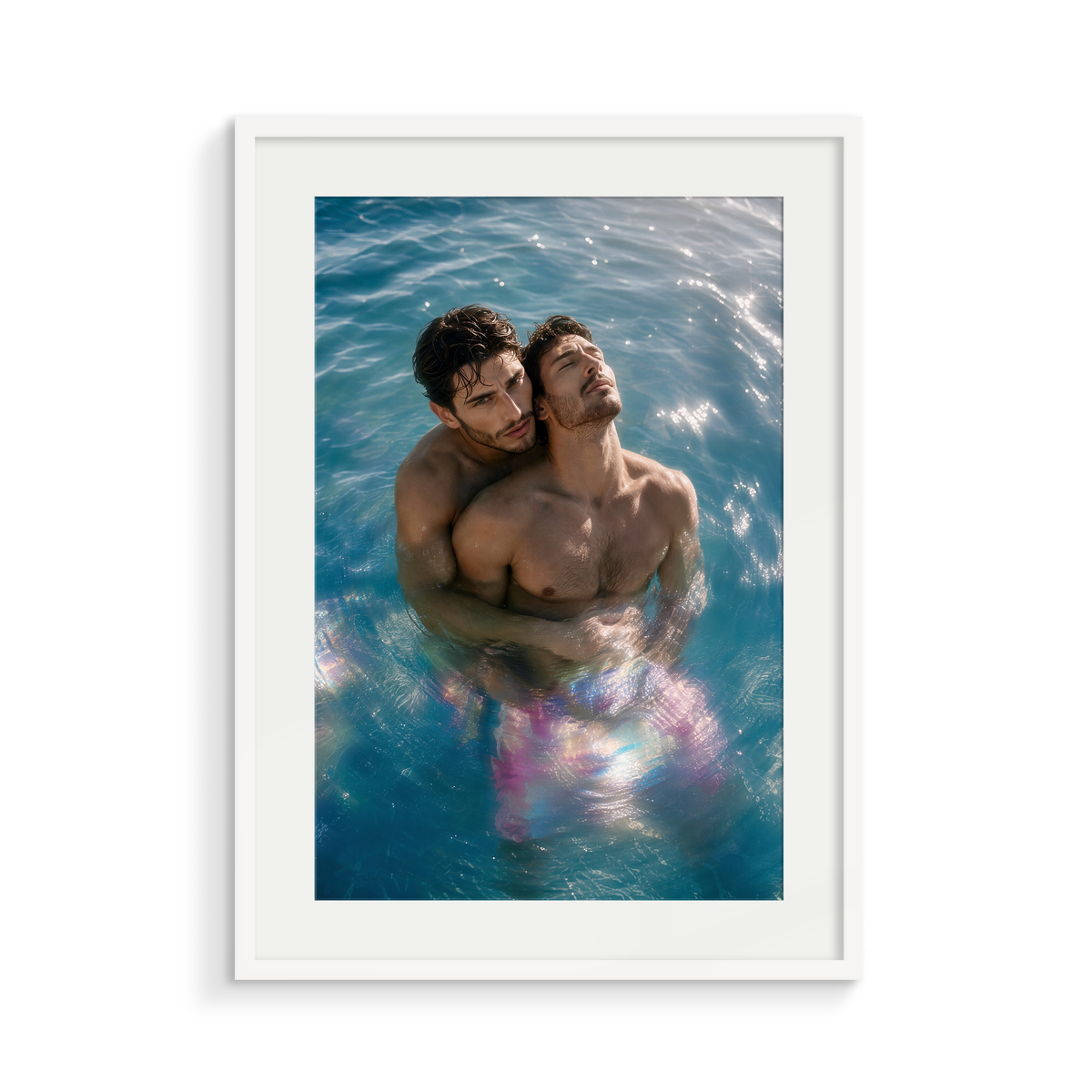 The Surface, a Siren & Surfer fine art print, in a white frame