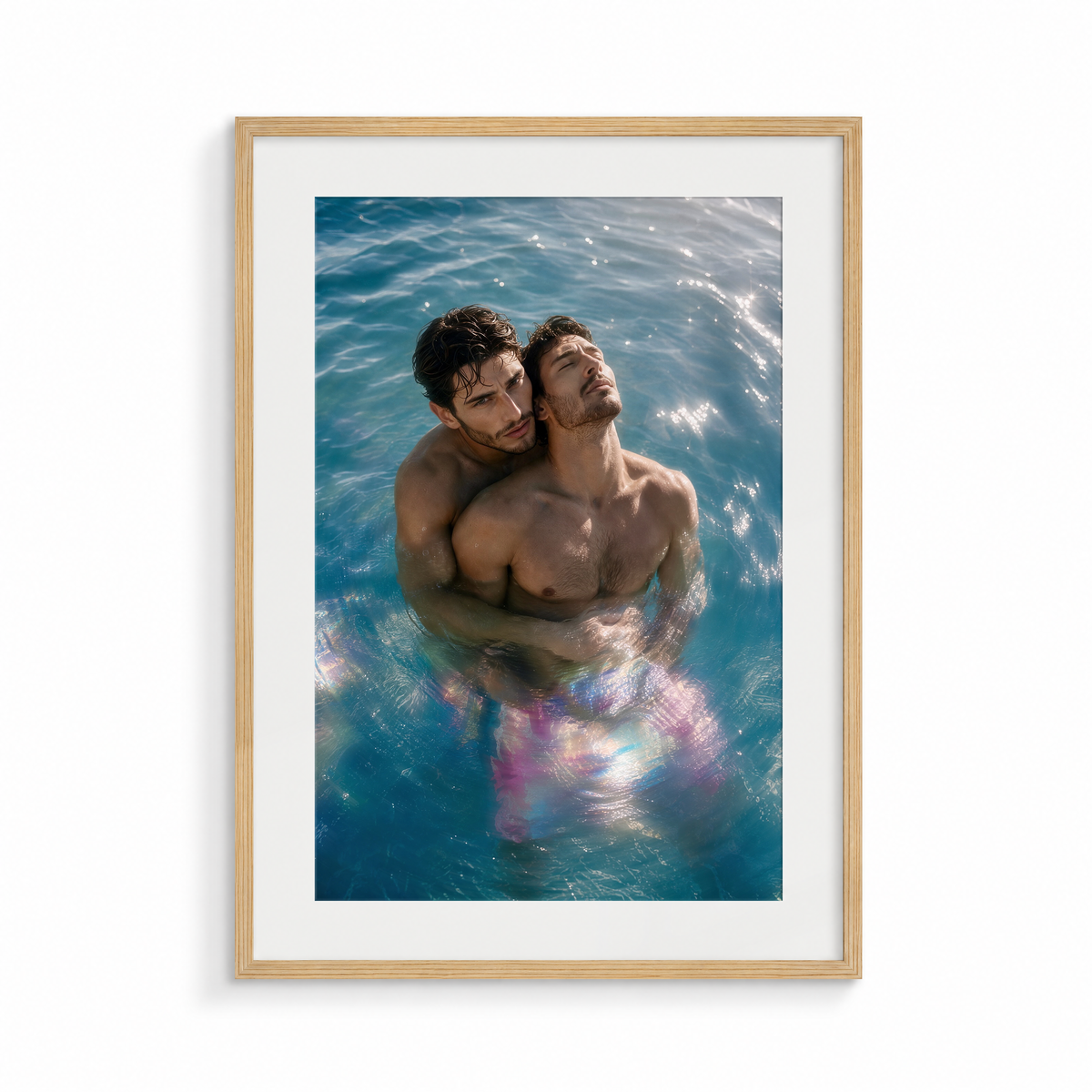 The Surface, a Siren & Surfer fine art print, in a wood frame