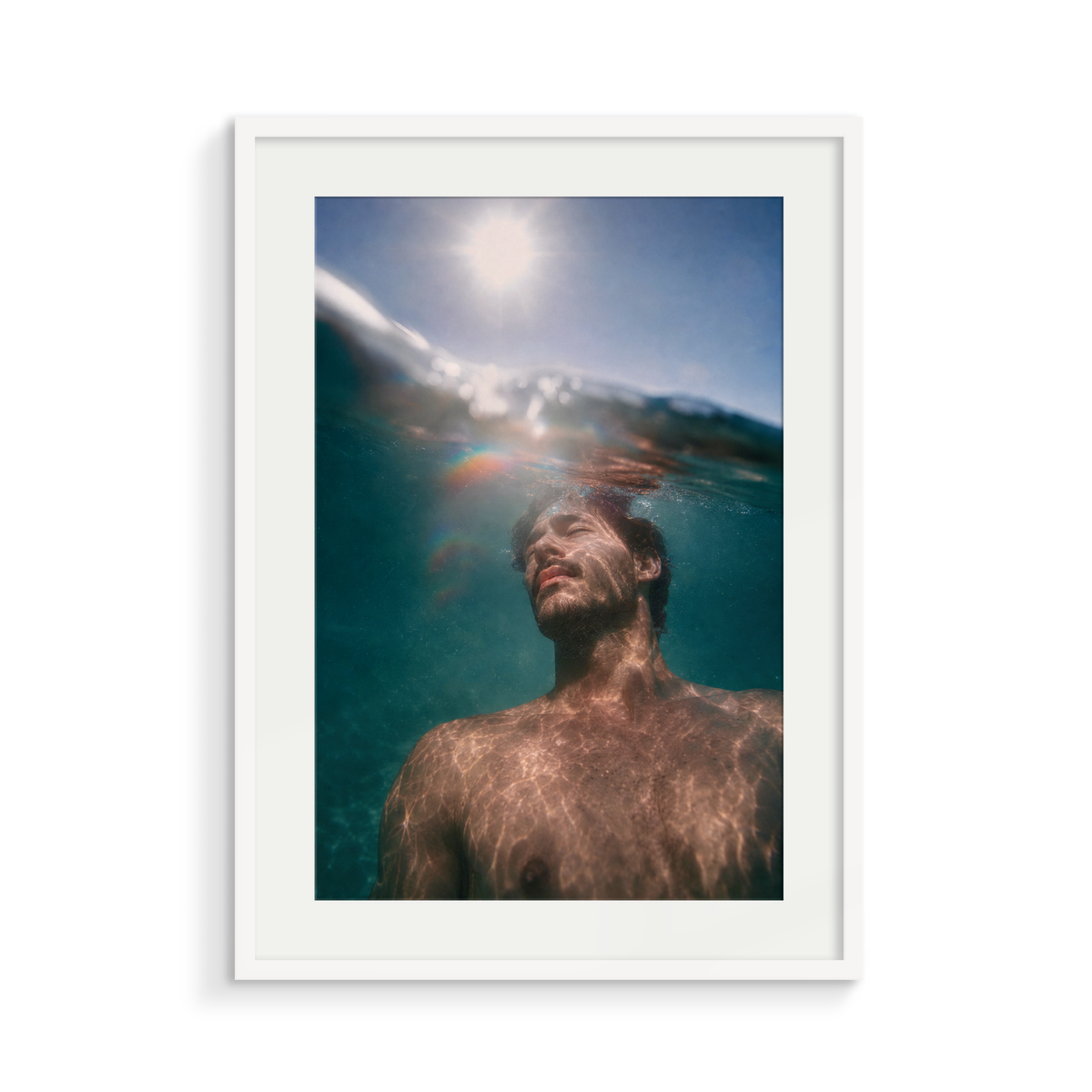 The Undertow, a Siren & Surfer fine art print, in a white frame