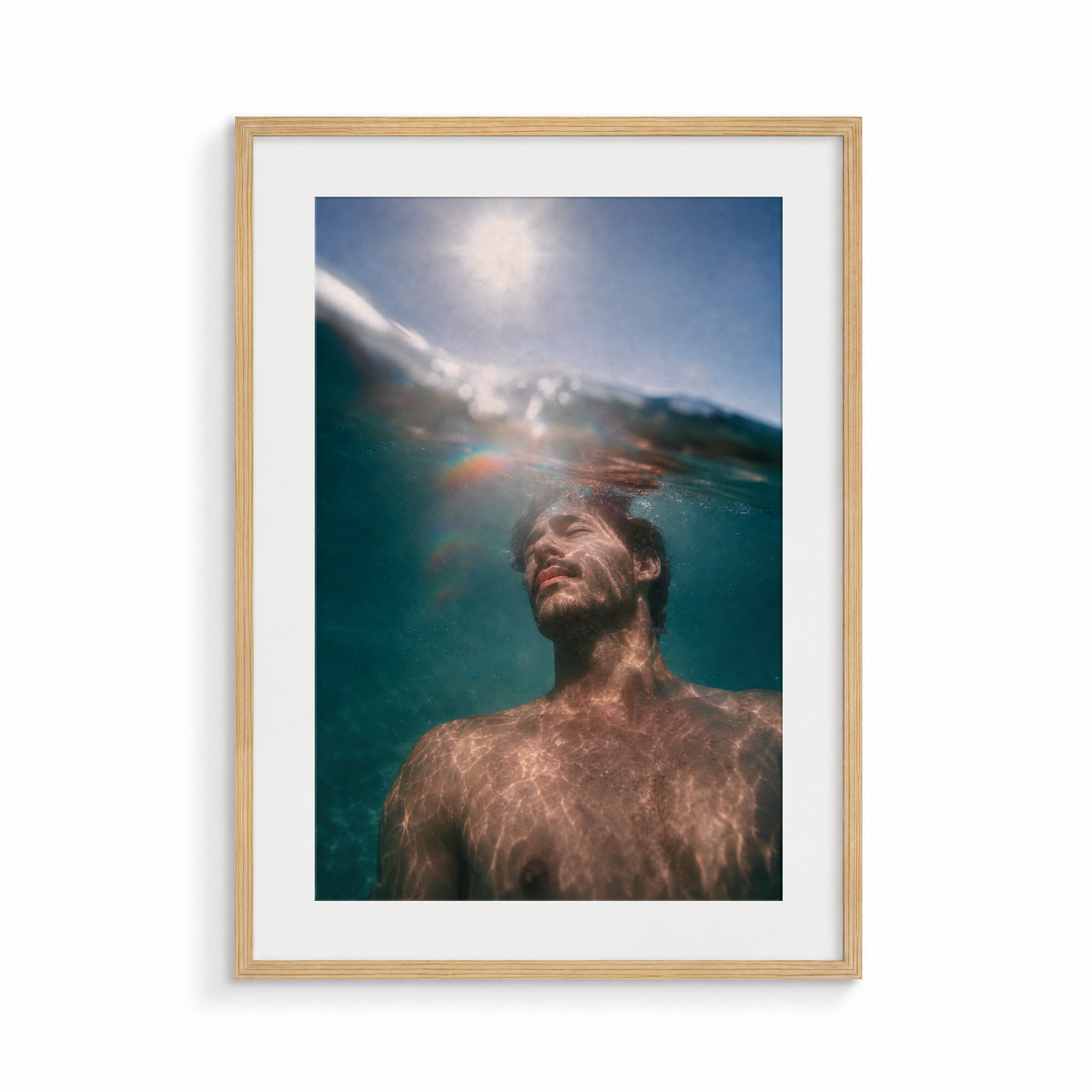 The Undertow, a Siren & Surfer fine art print, in a wood frame