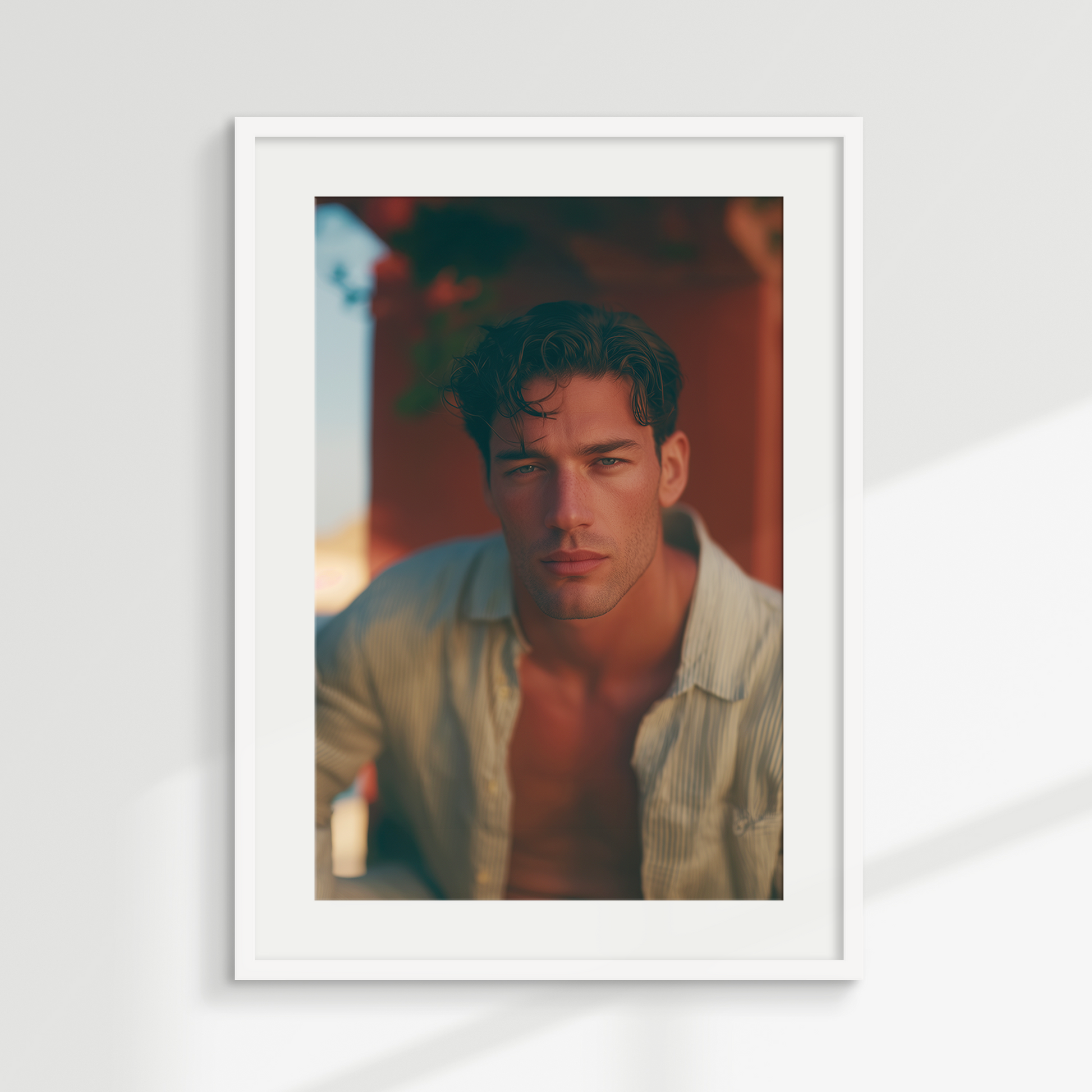 Framed The Dreamer 16x20 in white, queer intimacy art